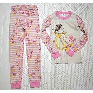 Hanna Andersson PJ Set Girls 130 US 8 Disney Princess Pants Top Long Sleeve Pink